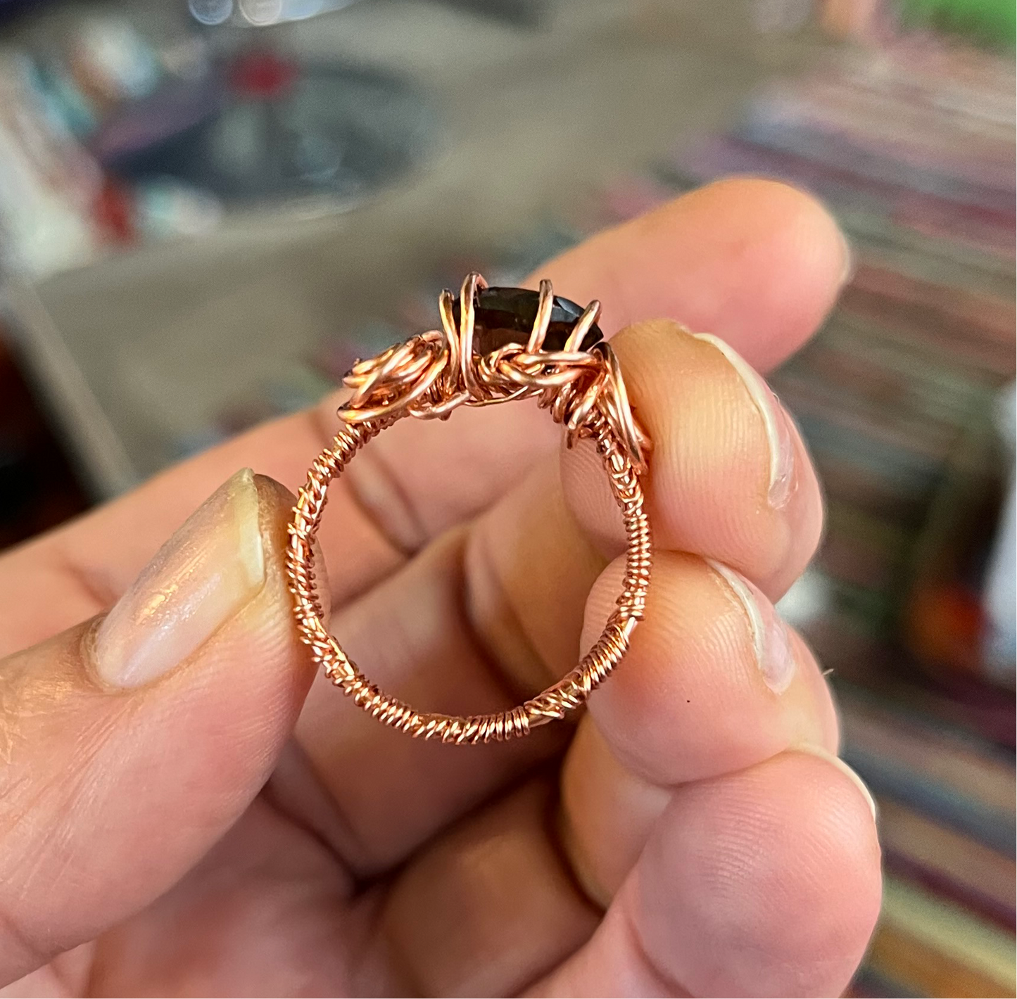 Smokey Topaz And Copper Ring