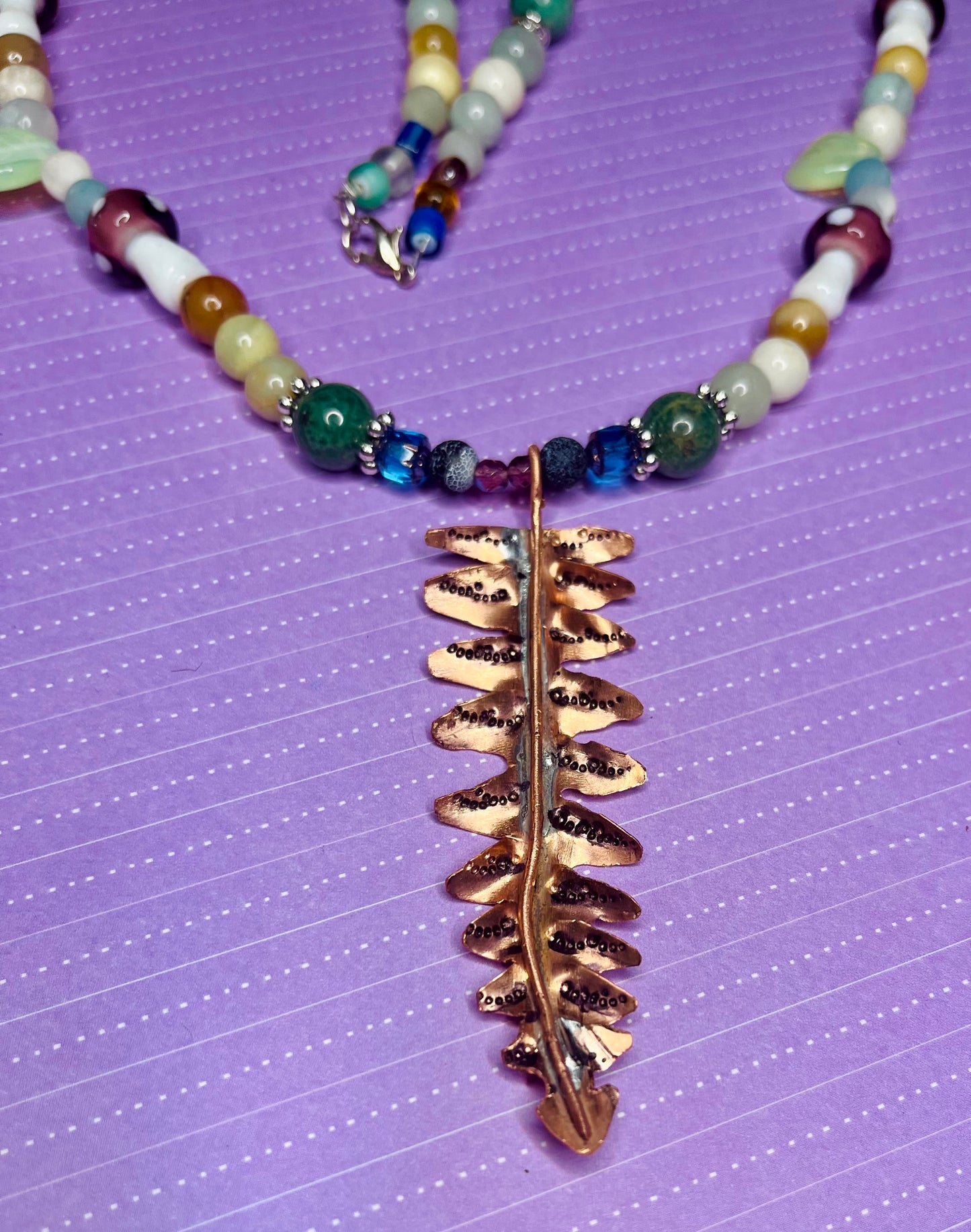 Copper Fern with Jade and Amazonite