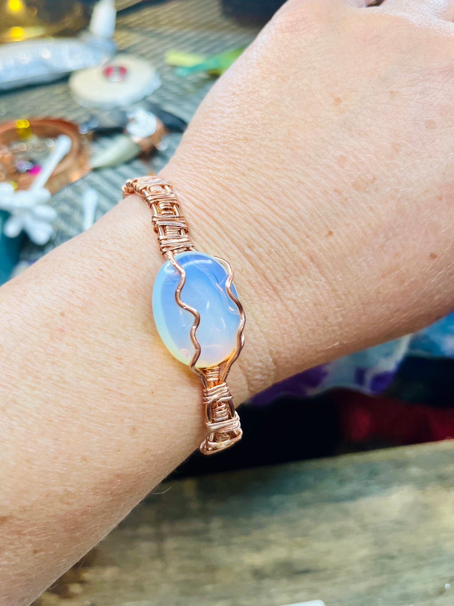 Opalite and Copper Bracelet